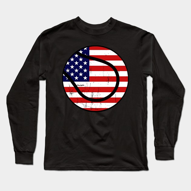 Usa America Flag Tennis 4Th Of July Long Sleeve T-Shirt by mazurprop